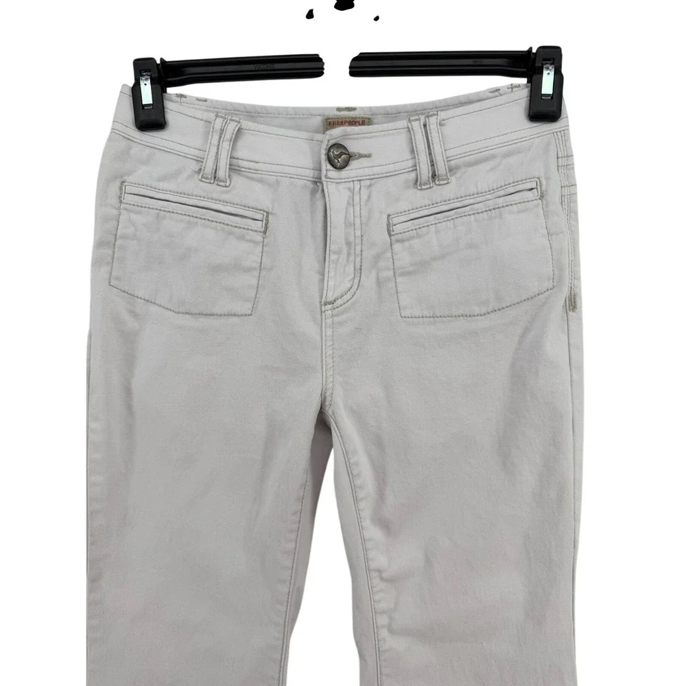 Free People Bone Ivory Flare Jeans Size 28 Boho Festival Low‎ Rise Bootcut Pants